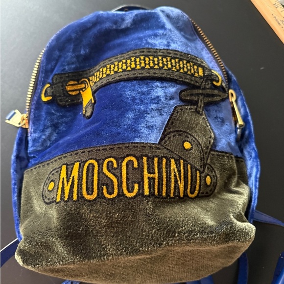 Moschino Navy and Black Velvet Mini Backpack main image 5